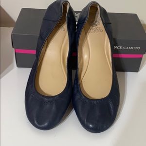 Dark Navy leather ballet flats
